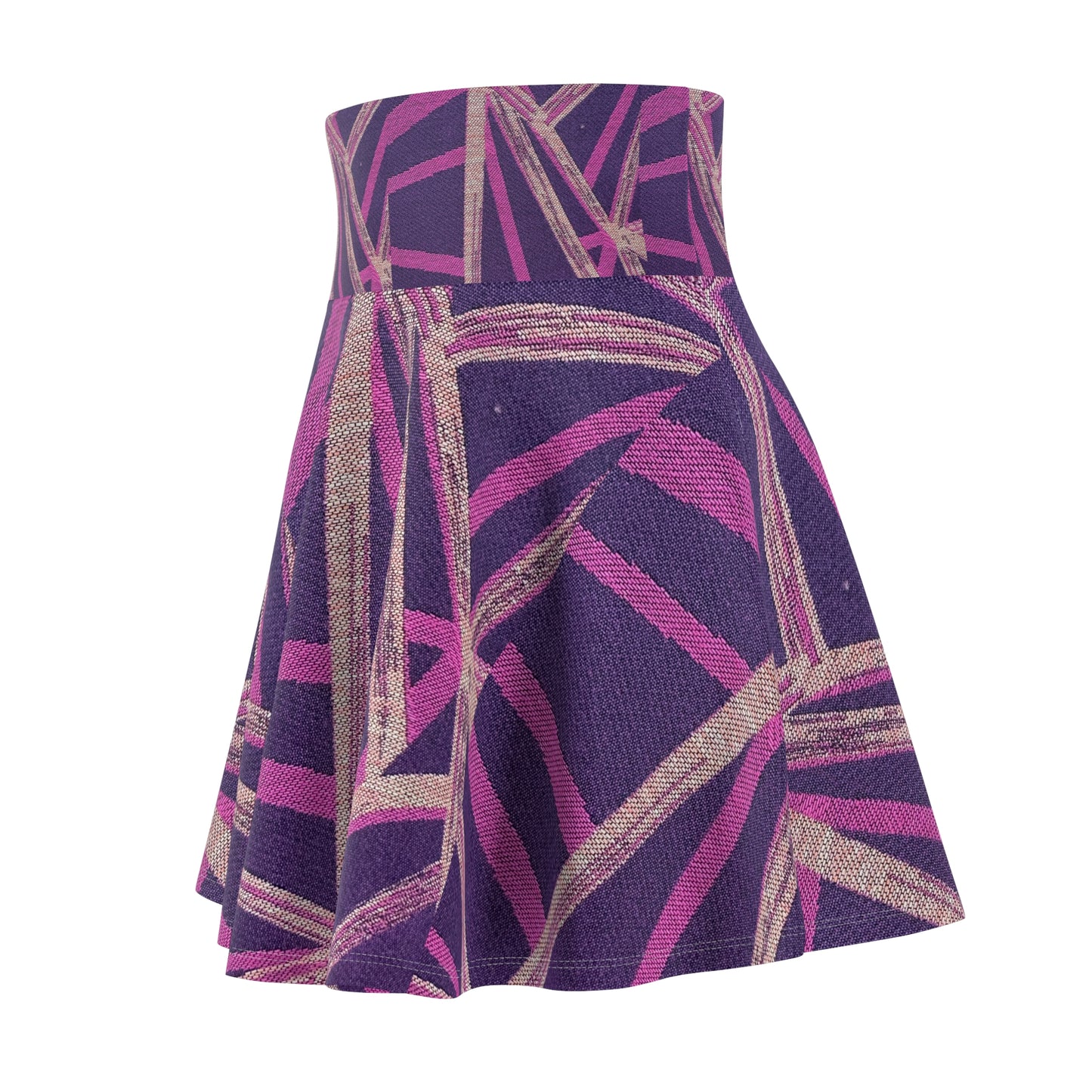 Chic Women's Skater Skirt - Purple Geometric Print